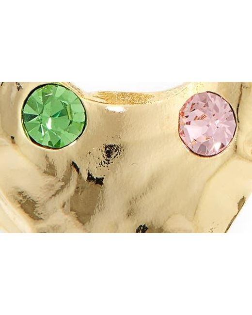 Oscar de la Renta Metallic Textured Metal & Crystal Drop Clip-On Earrings