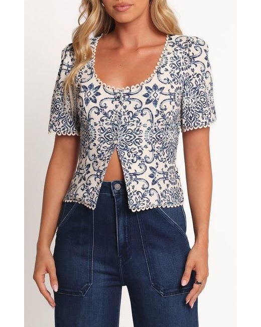 Petal & Pup Blue Jett Mosaic Print Button Front Top