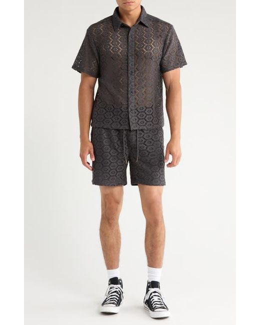 Honor The Gift Black Open Stitch Short Sleeve Button-Up Shirt for men