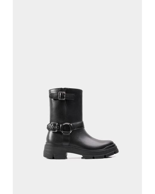 Dante Black Leather Combat Boots Balia