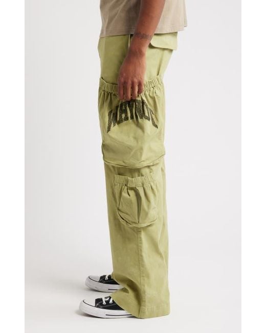 Honor The Gift Green Wide Leg Cotton Twill Cargo Pants for men