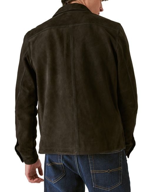 Lucky Brand Black Suede Military Shirt Jacket for men