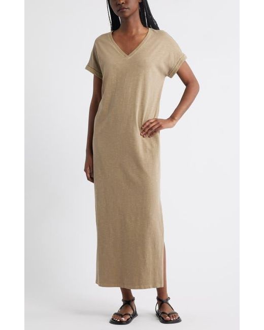 Treasure & Bond Natural Cotton V-Neck Maxi Dress