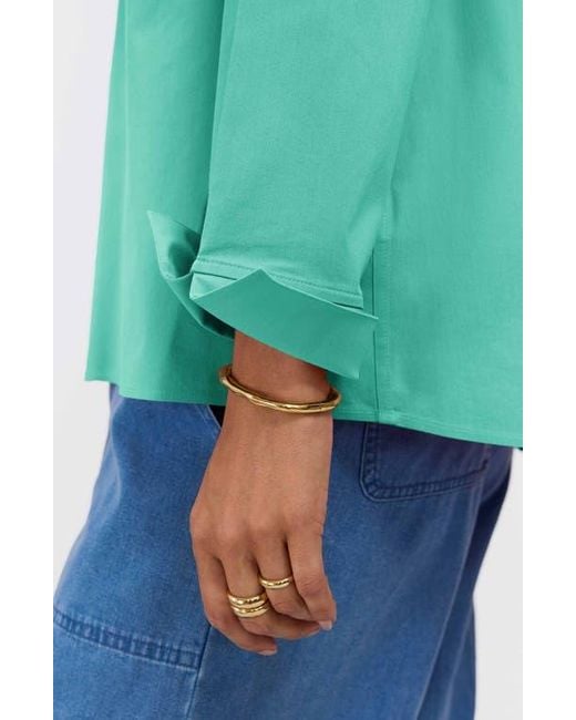 Foxcroft Green Agnes Split Cuff Popover Blouse