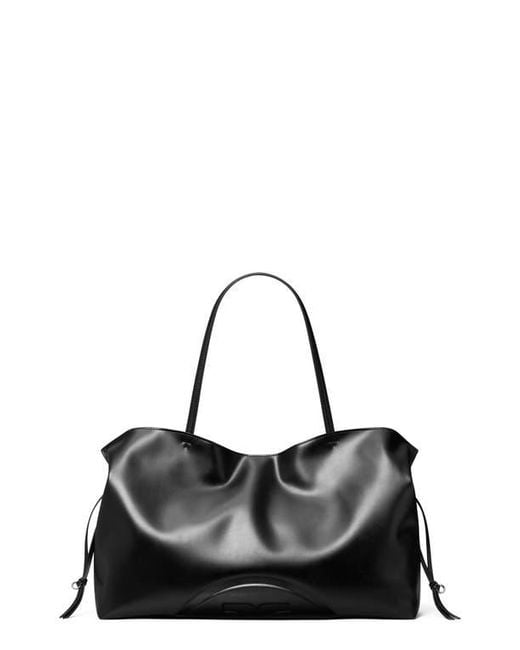 Tory Burch Black Ella Natuura Drawstring Tote