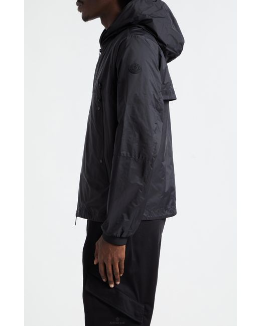 Moncler Black Junichi Water Repellent Hooded Rain Jacket for men