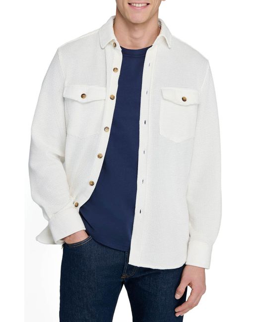 Con.struct Blue Slim Fit Solid Shirt Jacket for men