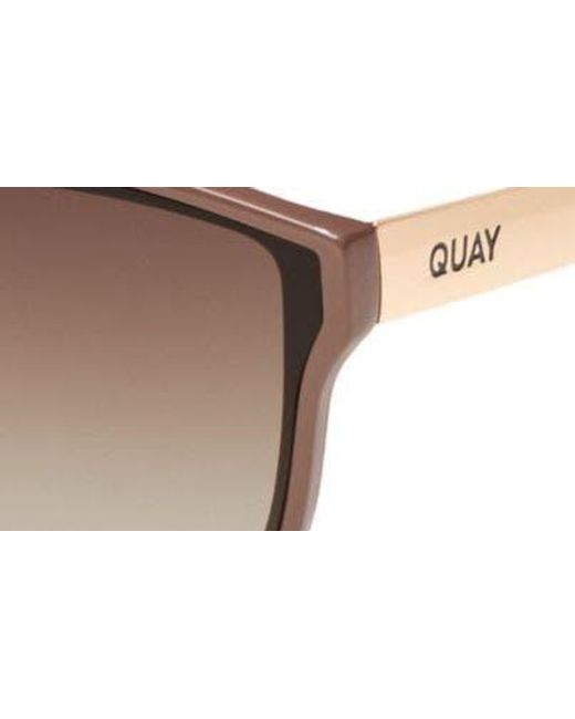 Quay Brown Date Night 54mm Round Sunglasses