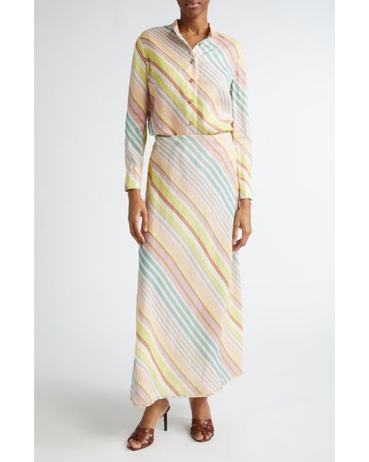 Zimmermann Multicolor Halliday Bias Stripe Linen Maxi Skirt