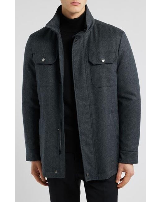 Canali Black Impeccabile Hooded Wool Field Jacket for men