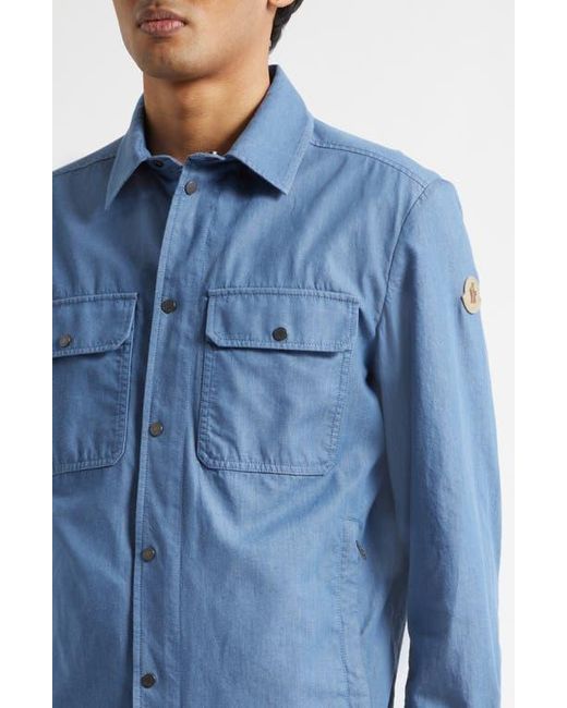 Moncler Blue Logo Patch Denim Shirt Jacket for men