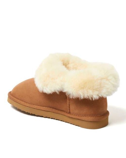 Dearfoams Brown Fireside Perth Genuine Shearling Foldover Boot