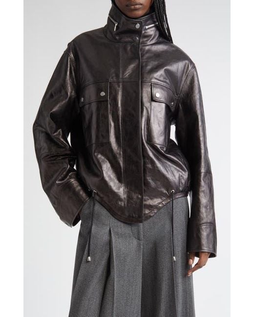 Michael Kors Black Lambskin Leather Bomber Jacket