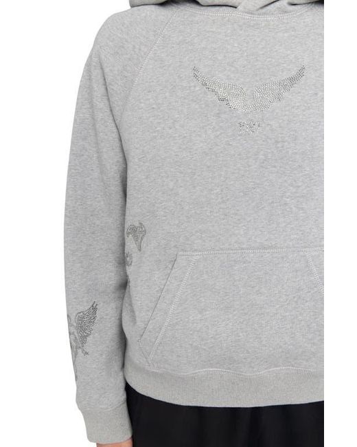 Zadig & Voltaire Gray Georgy Multicusto Strass Cotton Hoodie