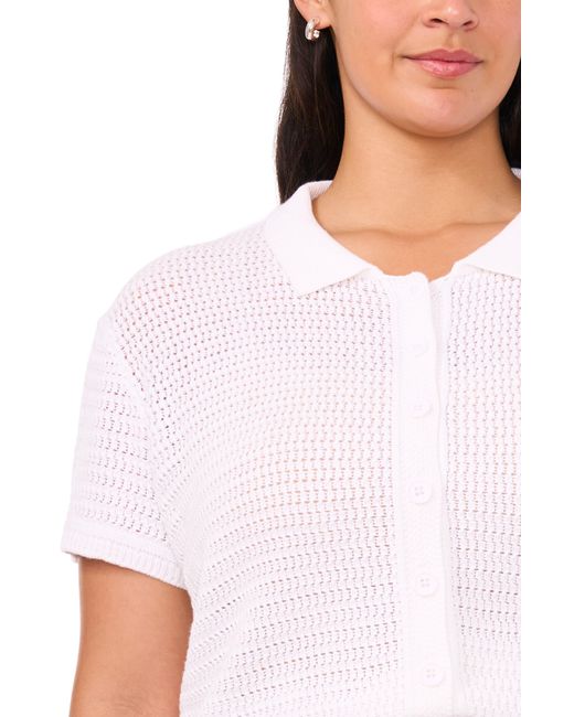 Halogen® White Halogen(r) Open Stitch Button-up Sweater
