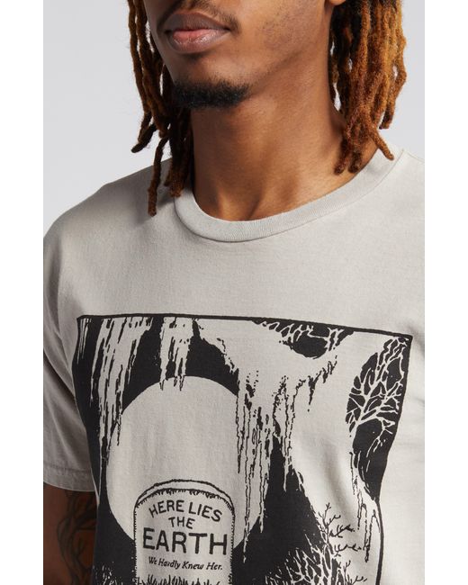 Obey Gray Here Lies The Earth Graphic T-shirt for men