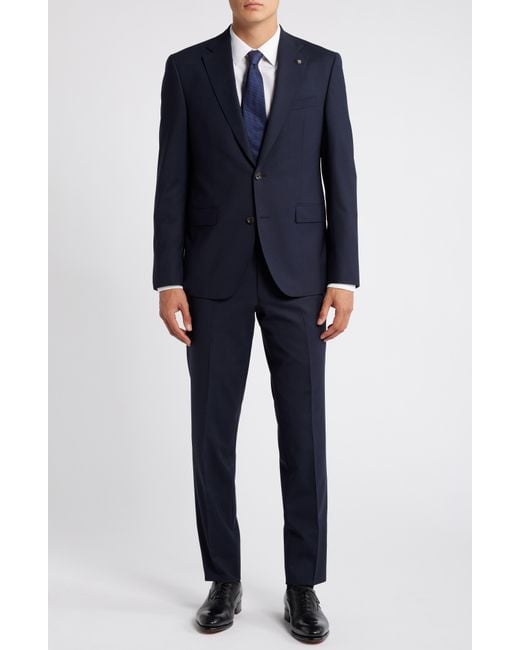Jack Victor Blue Esprit Solid Stretch Wool Suit for men