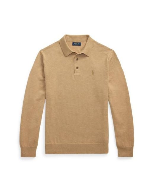 Polo Ralph Lauren Black Long Sleeve Wool Polo Sweater for men
