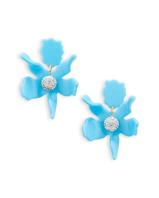 Lele Sadoughi Blue Small Crystal Lily Earrings