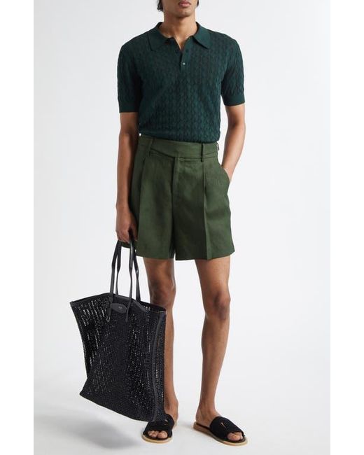Dolce & Gabbana Green Openwork Polo Sweater for men