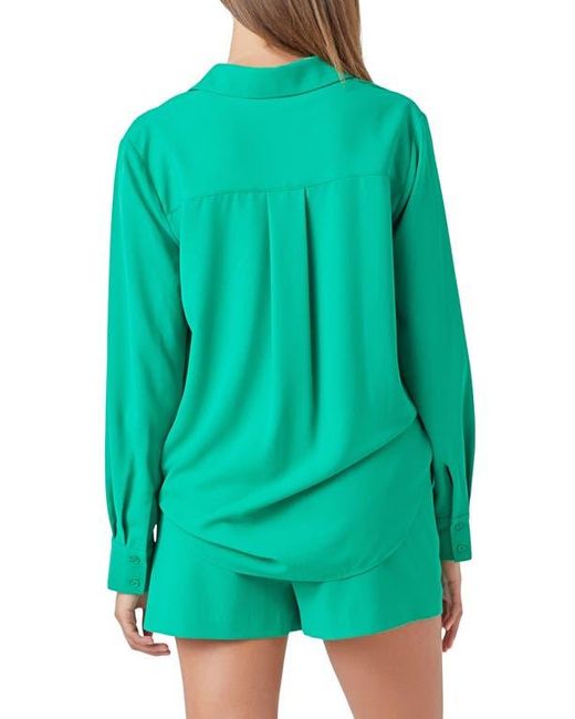 Endless Rose Green Solid Button-Up Shirt