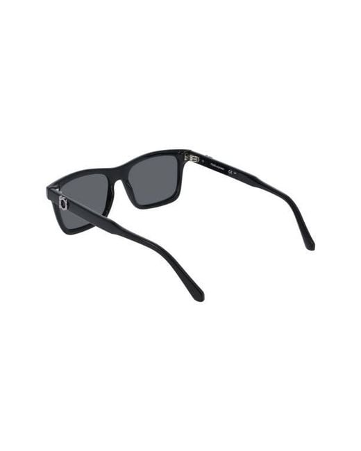 Ferragamo Black 55Mm Rectangular Sunglasses for men