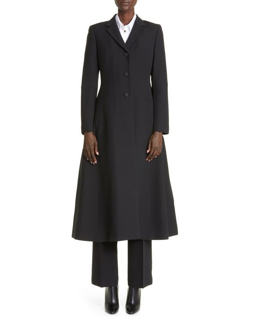 Lafayette 148 New York Black Academy Wool & Silk Flare Coat