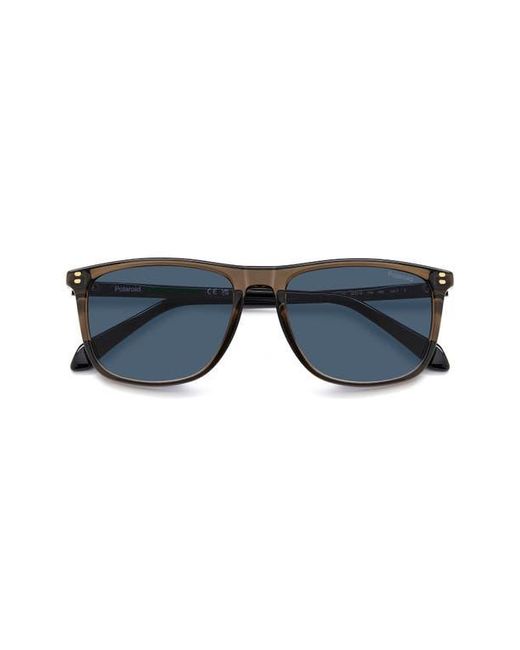 Polaroid Blue 55Mm Polarized Rectangular Sunglasses for men