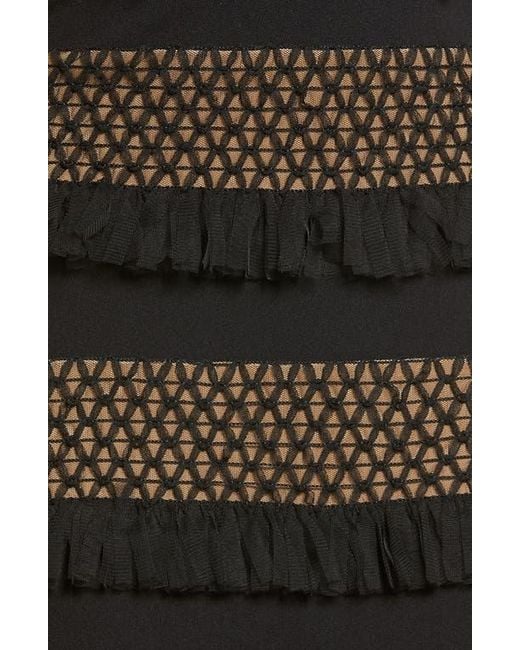 plunge neck tiered ruffle cocktail dress sho by tadashi shoji Nordstrom Tadashi Shoji Flutter Sleeve Tiered Plunge Neck Gown Royal Navy at Nordstrom,