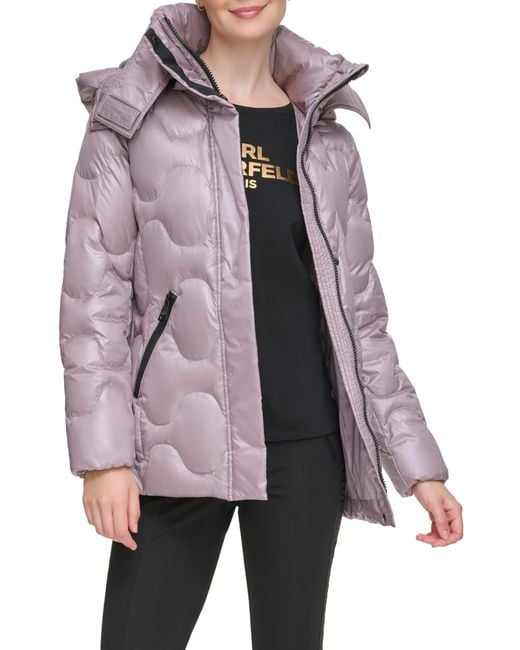 Karl Lagerfeld Onion Quilted Short Down Feather Fill Coat in