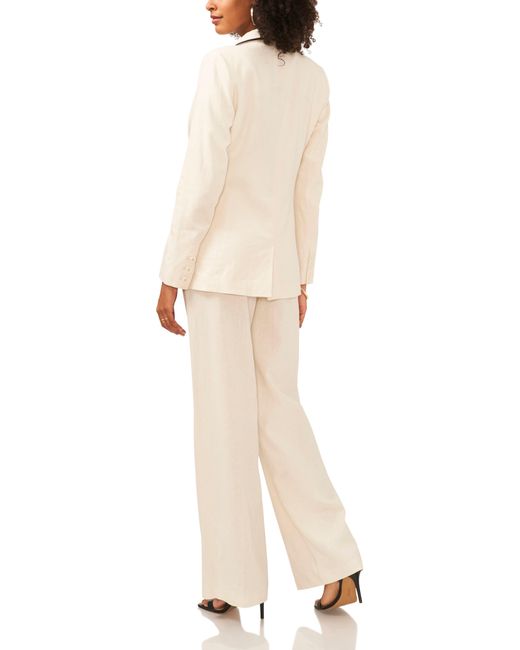 Vince Camuto White Pleated High Waist Wide Leg Crepe Trousers