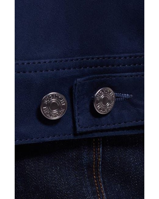 Bugatchi Blue Hybrid Leather Trucker Jacket for men