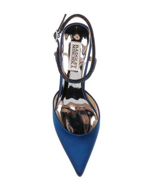 Badgley Mischka Blue Autumn Pointed Toe Ankle Strap Pump