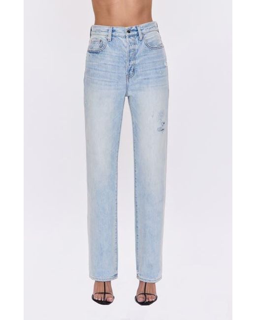 Pistola Blue Cassie Embellished High Waist Ripped Straight Leg Jeans