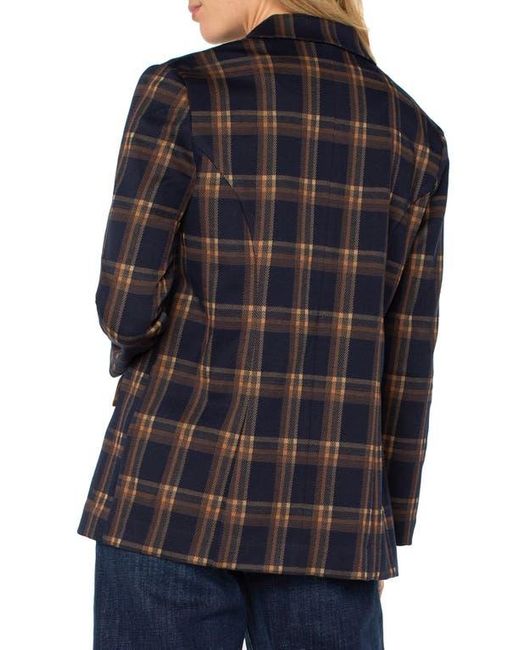 Liverpool Los Angeles Black Plaid Notched Lapel Blazer