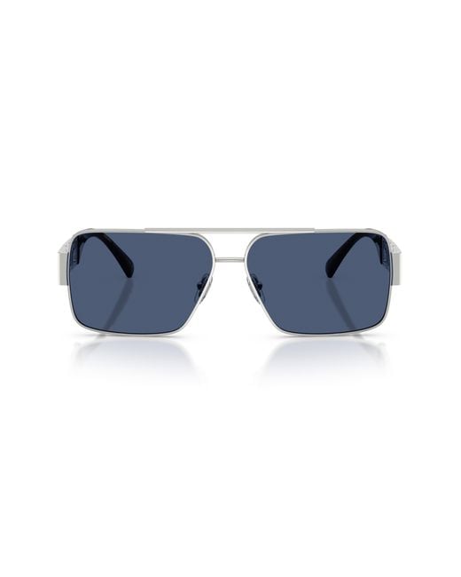 Versace Blue 61Mm Rectangular Sunglasses for men
