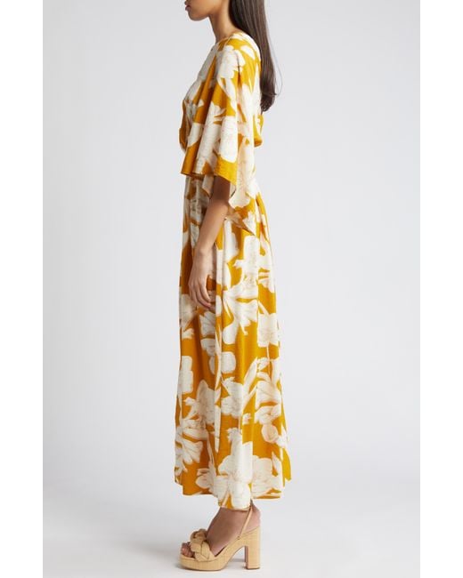 Chelsea28 Yellow Floral One-shoulder Maxi Dress