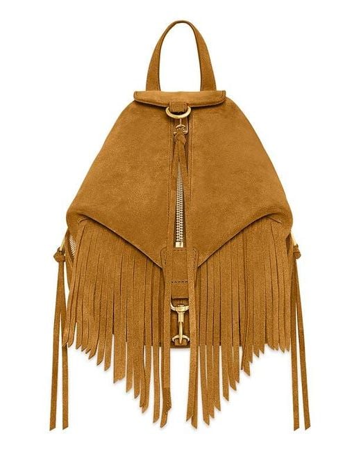 Rebecca Minkoff Metallic Mini Julian Fringe Suede Convertible Backpack
