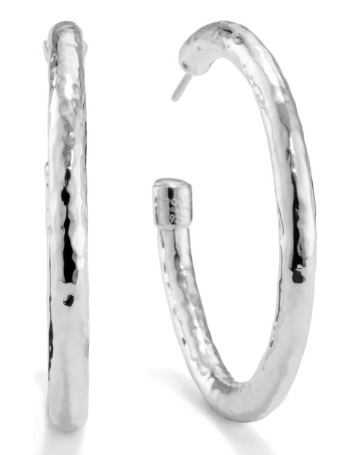 Ippolita Sterling Silver Classico Thick Hammered Oval Hoop Earrings