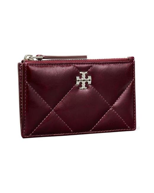 Tory Burch Red Small Kira Quilted Leather Card Case