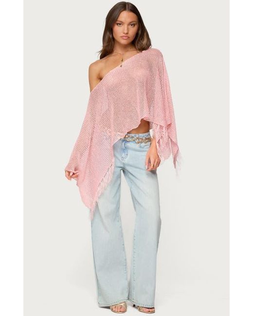 Edikted Pink Sequin Fringe Poncho