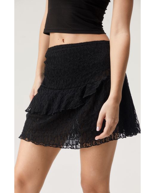 Nasty Gal Black Asymmetric Frill Lace Miniskirt