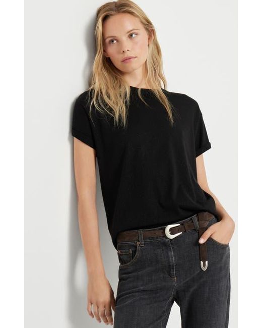 Brunello Cucinelli Black Cashmere And Silk Lightweight Sweater