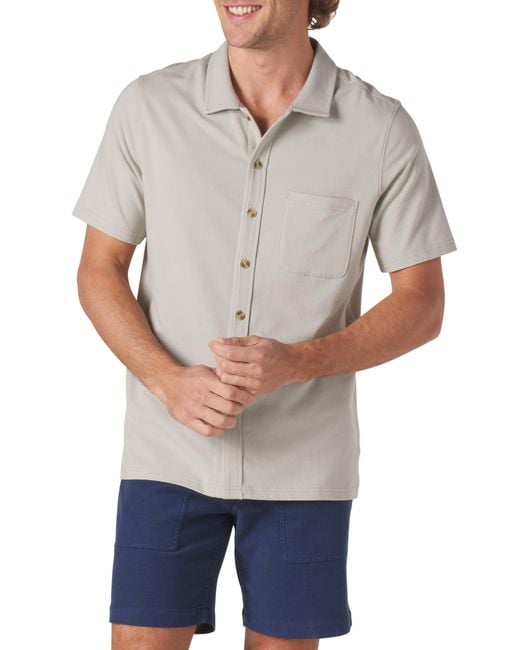 The Normal Brand Gray Puremeso Solid Short Sleeve Knit Button-up Shirt for men