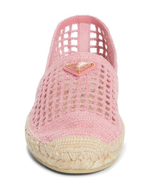 Prada Pink Crochet Espadrille Flat