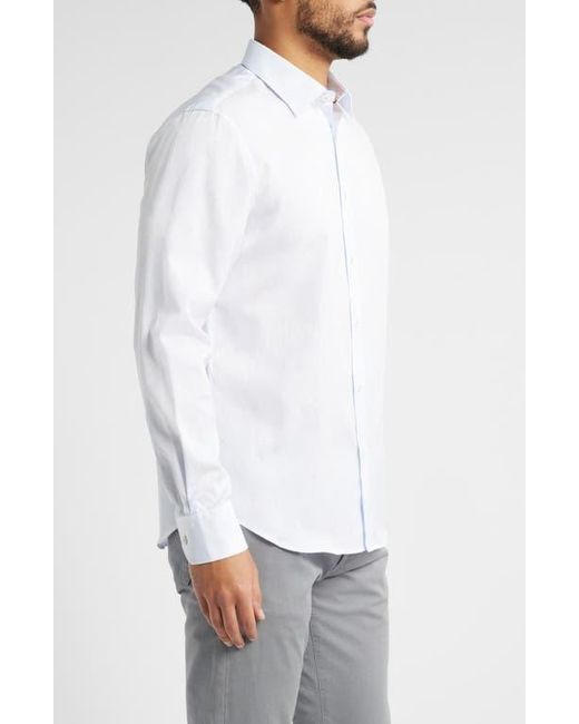 Bugatchi White Julian Shaped Fit Button-Up Shirt for men