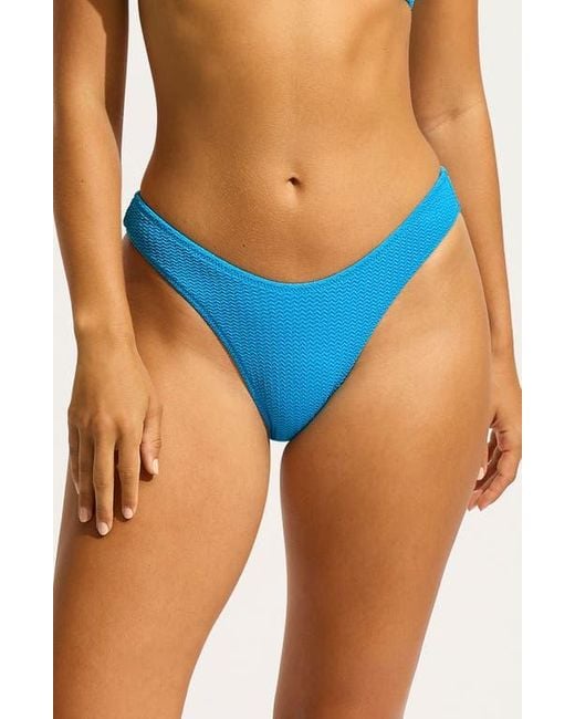 Seafolly Women's Blue Rio High Cut Bikini Bottoms