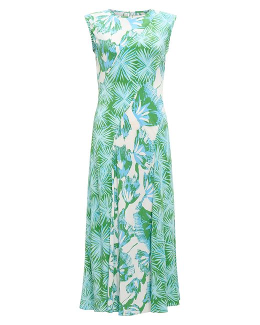 Diane von Furstenberg Green Sunniva Mixed Print Midi Dress