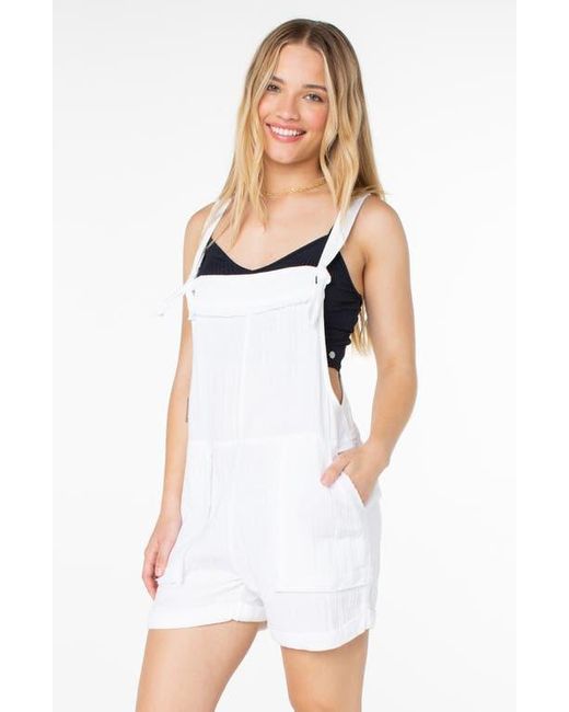 Roxy White Sundown Dive Cotton Gauze Short Overalls