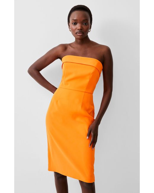 French Connection Orange Harry Suiting Strapless Dress